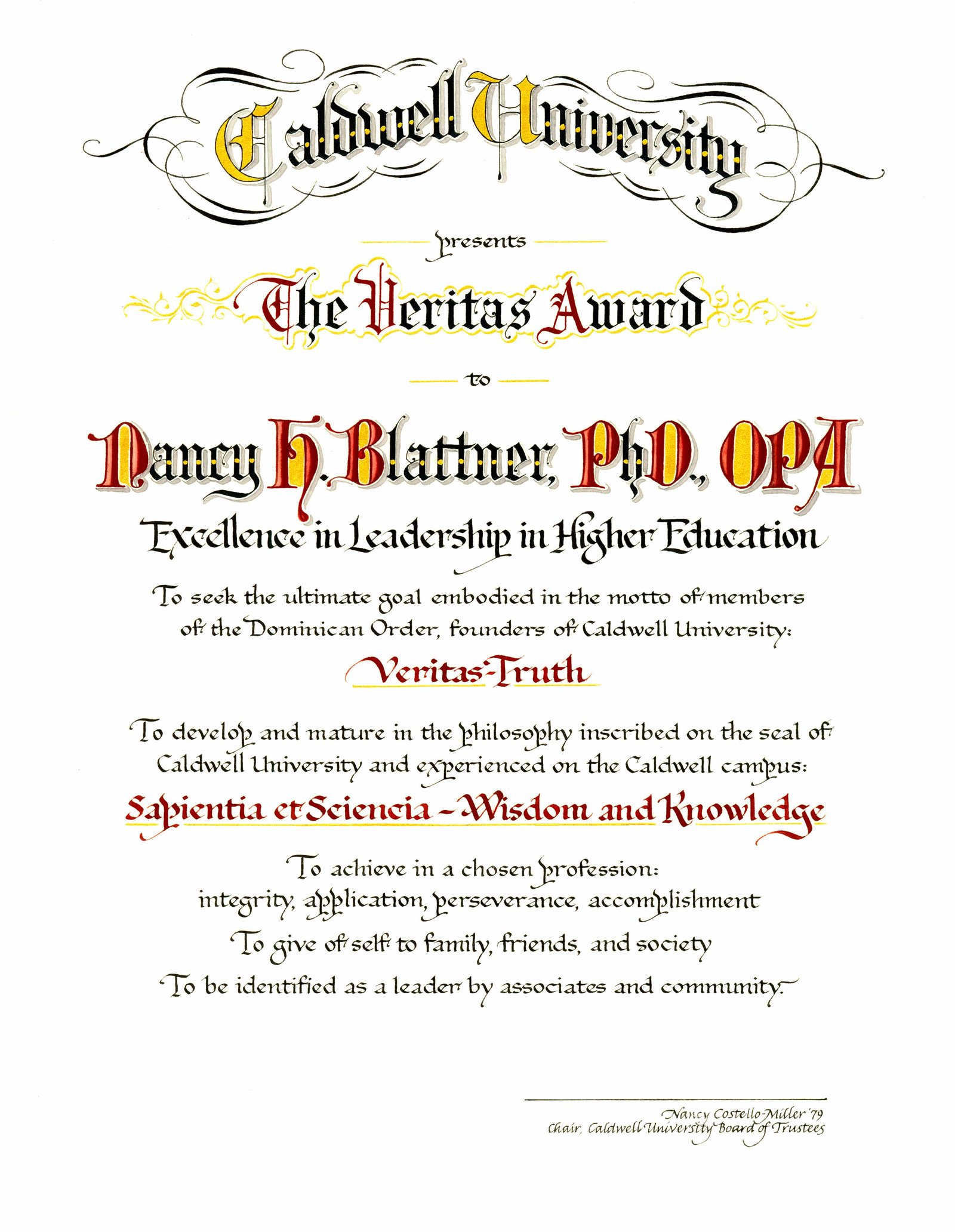 Veritas_Award-Caldwell_University-2015